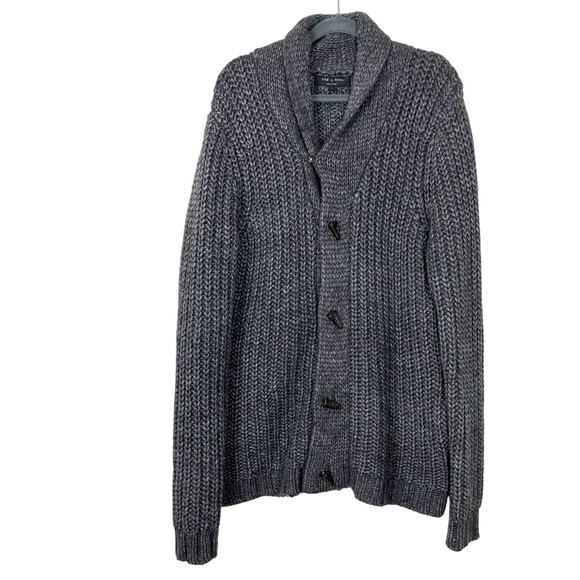Rag and Bone Men Shawl Collar Knit Wool, Alpaca Blend Cardigan Gray Size Large - Picture 4 of 7